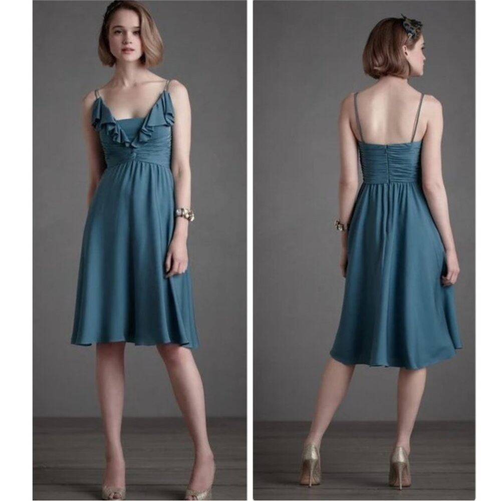 Quilaree BHLDN Couplet Silk Dress Blue Size 0 NWOT